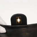 CHANEL Chain Double Flap Matelasse 23 Bag Lamb Skin Black Gold CC Auth 158357SM-19
