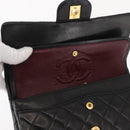 CHANEL Chain Double Flap Matelasse 23 Bag Lamb Skin Black Gold CC Auth 158357SM-20