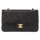CHANEL Chain Double Flap Matelasse 23 Bag Lamb Skin Black Gold CC Auth 158357SM-3