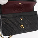 CHANEL Chain Double Flap Matelasse 23 Bag Lamb Skin Black Gold CC Auth 158357SM-21