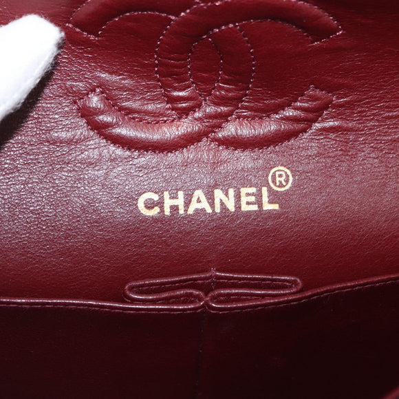 CHANEL Chain Double Flap Matelasse 23 Bag Lamb Skin Black Gold CC Auth 158357SM