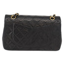 CHANEL Chain Double Flap Matelasse 23 Bag Lamb Skin Black Gold CC Auth 158357SM-4