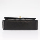 CHANEL Chain Double Flap Matelasse 23 Bag Lamb Skin Black Gold CC Auth 158357SM-10