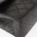 CHANEL Matelasse 25 Double Flap Chain Bag Lamb Skin Navy Gold CC Auth 158358SAV-9