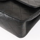 CHANEL Matelasse 25 Double Flap Chain Bag Lamb Skin Navy Gold CC Auth 158358SAV-14