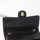 CHANEL Matelasse 25 Double Flap Chain Bag Lamb Skin Navy Gold CC Auth 158358SAV-18