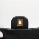 CHANEL Matelasse 25 Double Flap Chain Bag Lamb Skin Navy Gold CC Auth 158358SAV-20