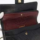 CHANEL Matelasse 25 Double Flap Chain Bag Lamb Skin Navy Gold CC Auth 158358SAV-21