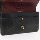 CHANEL Matelasse 25 Double Flap Chain Bag Lamb Skin Navy Gold CC Auth 158358SAV-22