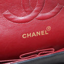 CHANEL Matelasse 25 Double Flap Chain Bag Lamb Skin Navy Gold CC Auth 158358SAV-23