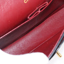 CHANEL Matelasse 25 Double Flap Chain Bag Lamb Skin Navy Gold CC Auth 158358SAV-11