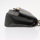 CHANEL Matelasse 25 Double Flap Chain Bag Lamb Skin Navy Gold CC Auth 158358SAV-3