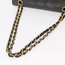 CHANEL Matelasse 25 Double Flap Chain Bag Lamb Skin Navy Gold CC Auth 158358SAV-7