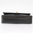 CHANEL Matelasse 25 Double Flap Chain Bag Lamb Skin Navy Gold CC Auth 158358SAV-5