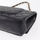 CHANEL Matelasse 25 Double Flap Chain Bag Caviar Skin Navy Gold CC Auth 158359SM-13