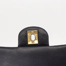 CHANEL Matelasse 25 Double Flap Chain Bag Caviar Skin Navy Gold CC Auth 158359SM-18
