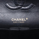 CHANEL Matelasse 25 Double Flap Chain Bag Caviar Skin Black CC Auth 158360SM-24