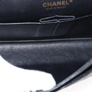 CHANEL Matelasse 25 Double Flap Chain Bag Caviar Skin Black CC Auth 158360SM-11