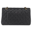 CHANEL Matelasse 25 Double Flap Chain Bag Caviar Skin Black CC Auth 158360SM-3