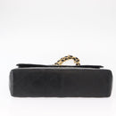 CHANEL Matelasse 30 Chain Shoulder Bag Lamb Skin Black Gold CC Auth 158361SAM-10