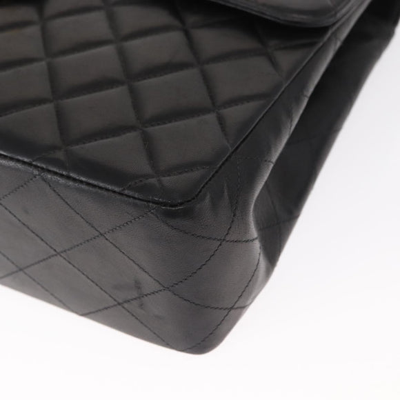 CHANEL Matelasse 30 Chain Shoulder Bag Lamb Skin Black Gold CC Auth 158361SAM