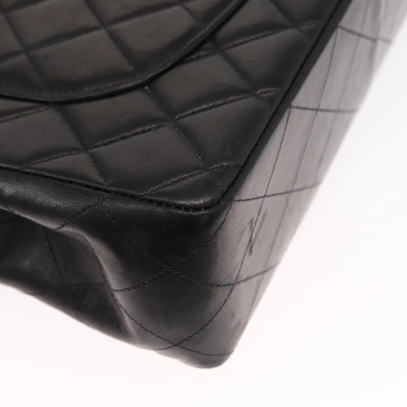 CHANEL Matelasse 30 Chain Shoulder Bag Lamb Skin Black Gold CC Auth 158361SAM