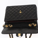 CHANEL Matelasse 30 Chain Shoulder Bag Lamb Skin Black Gold CC Auth 158361SAM-16