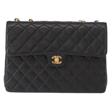 CHANEL Matelasse 30 Chain Shoulder Bag Lamb Skin Black Gold CC Auth 158361SAM - 0