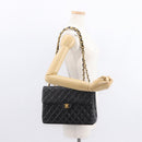 CHANEL Matelasse 30 Chain Shoulder Bag Lamb Skin Black Gold CC Auth 158361SAM-28