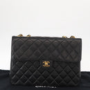 CHANEL Matelasse 30 Chain Shoulder Bag Lamb Skin Black Gold CC Auth 158361SAM-29