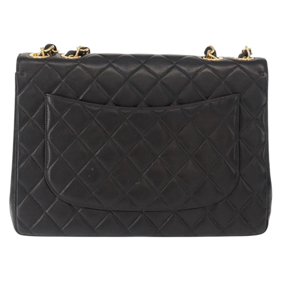 CHANEL Matelasse 30 Chain Shoulder Bag Lamb Skin Black Gold CC Auth 158361SAM
