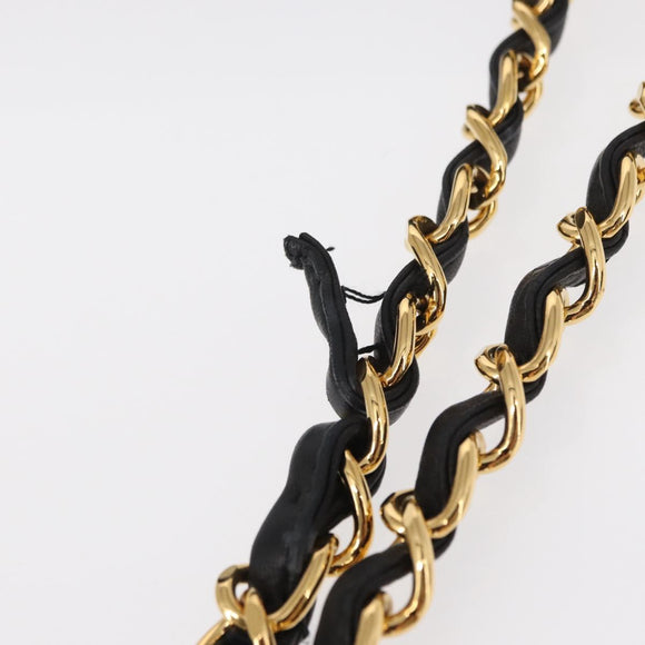 CHANEL Matelasse 30 Chain Shoulder Bag Lamb Skin Black Gold CC Auth 158361SAM