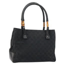 GUCCI GG Canvas Bamboo Tote Bag Black 112526 Auth 158362-1