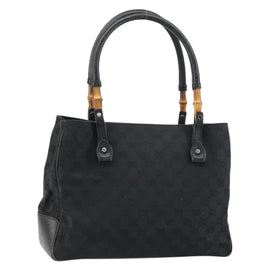 GUCCI GG Canvas Bamboo Tote Bag Black 112526 Auth 158362
