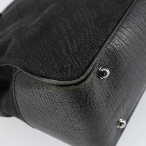 GUCCI GG Canvas Bamboo Tote Bag Black 112526 Auth 158362