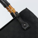 GUCCI GG Canvas Bamboo Tote Bag Black 112526 Auth 158362-14