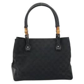 GUCCI GG Canvas Bamboo Tote Bag Black 112526 Auth 158362 - 0