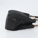GUCCI GG Canvas Bamboo Tote Bag Black 112526 Auth 158362-4