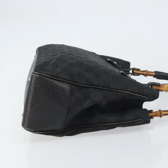 GUCCI GG Canvas Bamboo Tote Bag Black 112526 Auth 158362