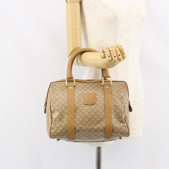CELINE Macadam Canvas Hand Bag PVC Beige Gold Auth 158363