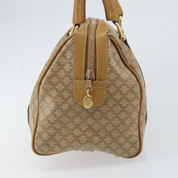CELINE Macadam Canvas Hand Bag PVC Beige Gold Auth 158363
