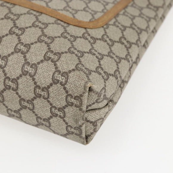 GUCCI GG Plus Supreme Web Sherry Line Tote Bag PVC Beige Gold Auth 158364
