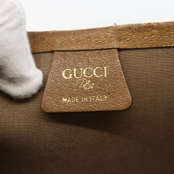 GUCCI GG Plus Supreme Web Sherry Line Tote Bag PVC Beige Gold Auth 158364