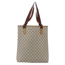 GUCCI GG Plus Supreme Web Sherry Line Tote Bag PVC Beige Gold Auth 158364-3