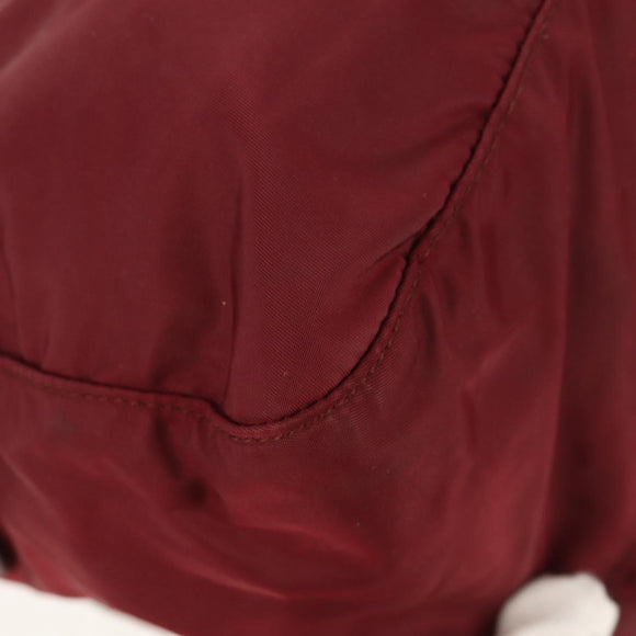 PRADA Shoulder Bag Nylon Bordeaux Silver Auth 158366