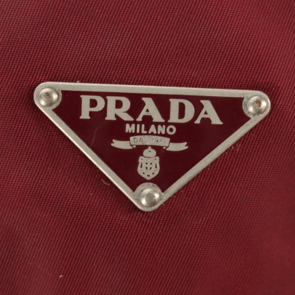 PRADA Shoulder Bag Nylon Bordeaux Silver Auth 158366