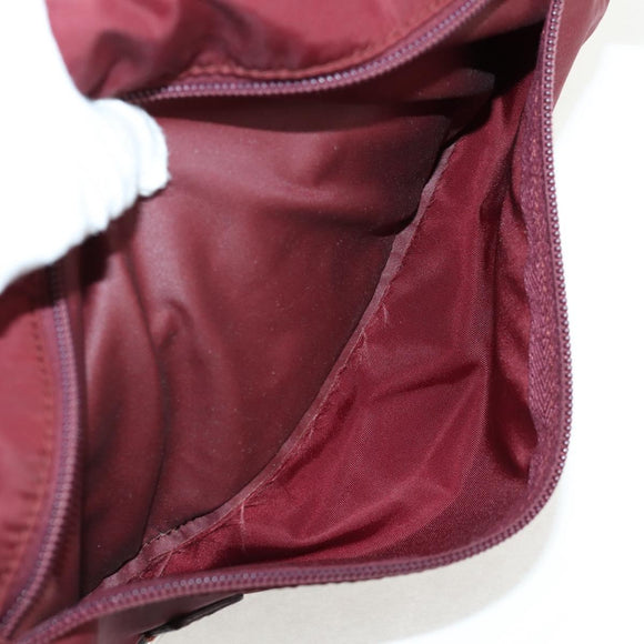PRADA Shoulder Bag Nylon Bordeaux Silver Auth 158366