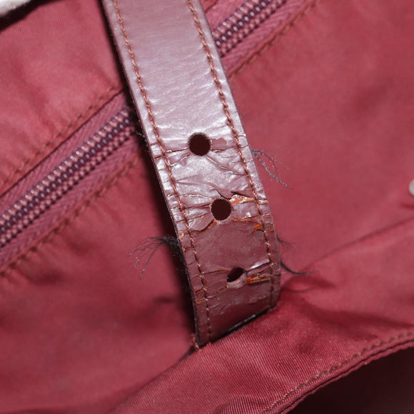 PRADA Shoulder Bag Nylon Bordeaux Silver Auth 158366