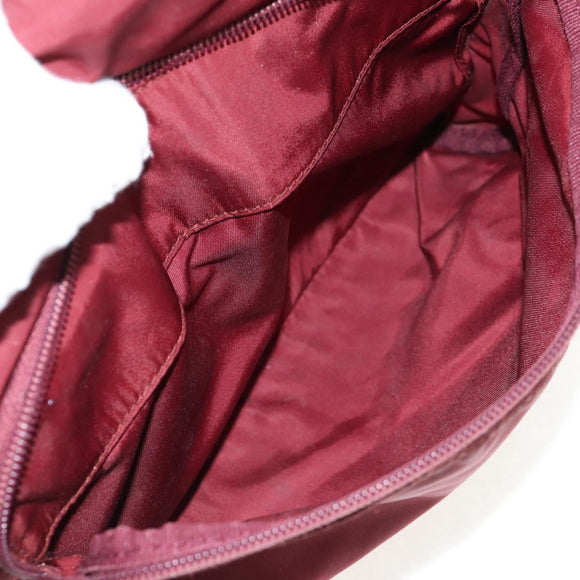 PRADA Shoulder Bag Nylon Bordeaux Silver Auth 158366