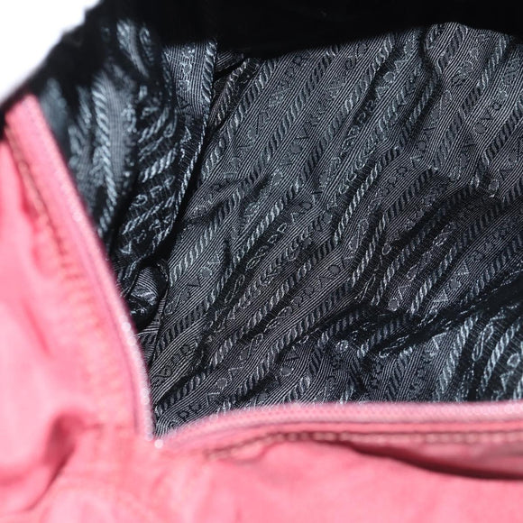 PRADA Shoulder Bag Nylon Bordeaux Silver Auth 158366